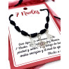 7-knot black triple protection bracelet: Witch's Knot, Caravaca Cross and Hand of Fatima in silver
