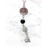 Triple protection silver necklace: Key to open the path, Medal of Saint Benedict, Saint Jude Thaddeus and Black Obsidian