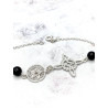 Triple protection silver anklet: Witches Knot, Tetragrammaton with Tourmaline