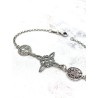 Triple protection silver anklet: Witches Knot, Tetragrammaton and Saint Benedict Medal