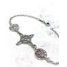 Tobillera triple protección de plata: Nudo de Bruja, Tetragramatón y Medalla de San Benito