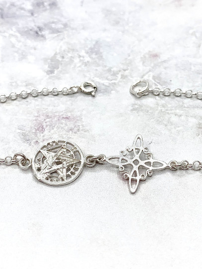 'Agatha' Witches' Knot and Tetragrammaton anklet - Extreme Double Protection