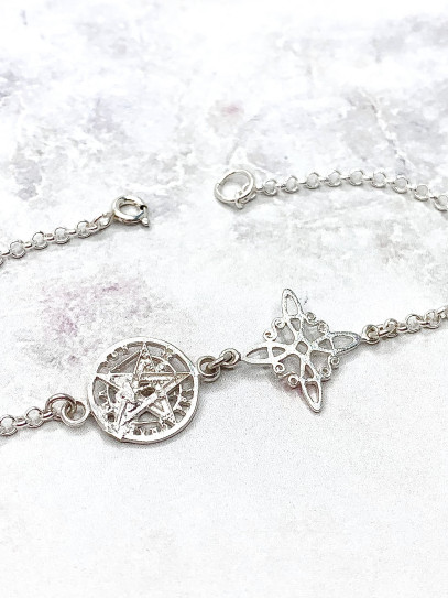 'Agatha' Witches' Knot and Tetragrammaton anklet - Extreme Double Protection