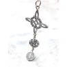 Collar triple protección de plata envejecida: Nudo de Bruja, Medalla de San Benito y Tetragramatón