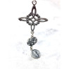 Collar triple protección de plata envejecida: Nudo de Bruja, Medalla de San Benito y Tetragramatón