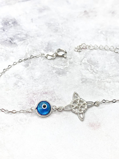Pulsera 'Agatha' de Nudo Brujas y Ojo Turco - Doble protección extrema