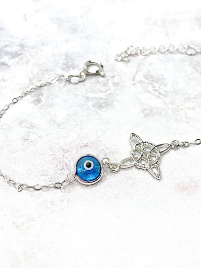 Pulsera 'Agatha' de Nudo Brujas y Ojo Turco - Doble protección extrema