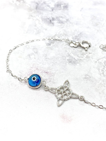 Pulsera 'Agatha' de Nudo Brujas y Ojo Turco - Doble protección extrema