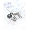 Triple protection silver necklace: Witch's Knot, Caravaca Cross and Tetragrammaton