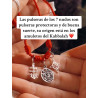 Red 7-knot bracelet with four protections: Witch's Knot, Caravaca Cross, Saint Benedict and Tetragrammaton in silver