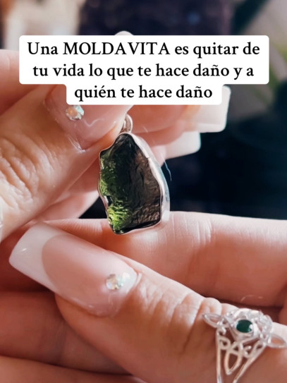 Collar de Moldavita grande de plata | Buena suerte - Espiritualidad
