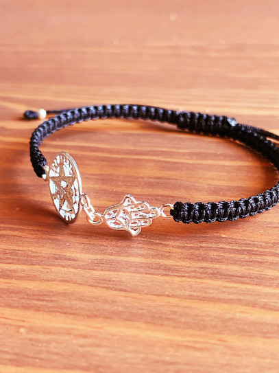 Tetragrammaton and Hand of Fatima macramé bracelet - Extreme double protection