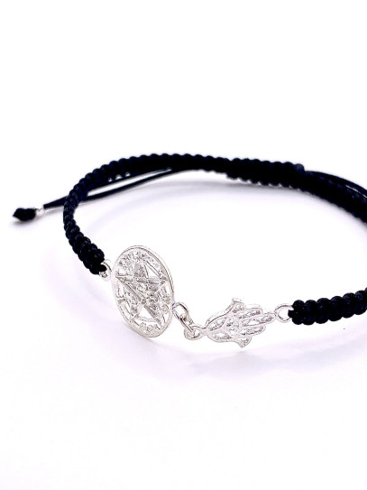 Tetragrammaton and Hand of Fatima macramé bracelet - Extreme double protection