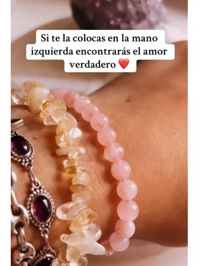 Pulsera 'Asha' de Cuarzo rosa 8mm | Amor y ternura