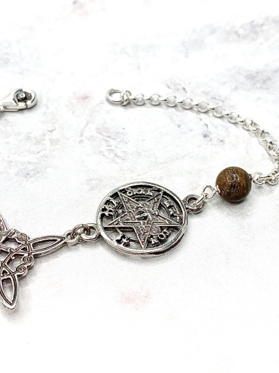 Turmellera triple protecció de plata: Nus de Bruixa, Tetragramató i Ull de Tigre