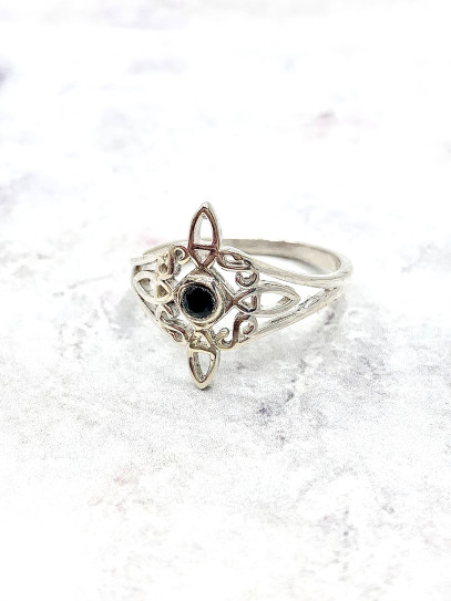 Anell 'Bridget' de Nus Bruixes i Obsidiana negra