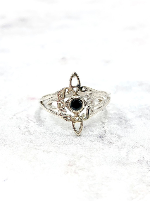 Witches Knot and Black obsidian 'Bridget' ring