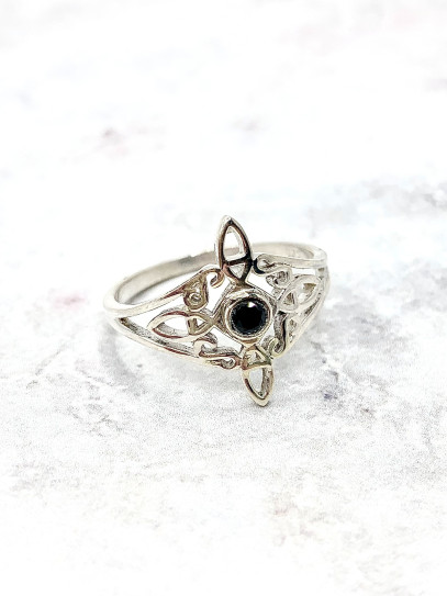 Anell 'Bridget' de Nus Bruixes i Obsidiana negra