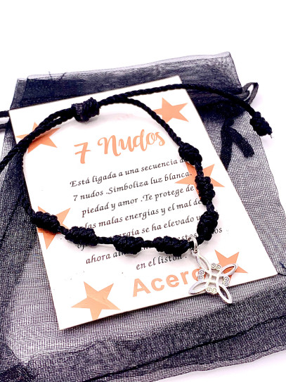 Pulsera de los 7 nudos negra de protección y Nudo de Brujas