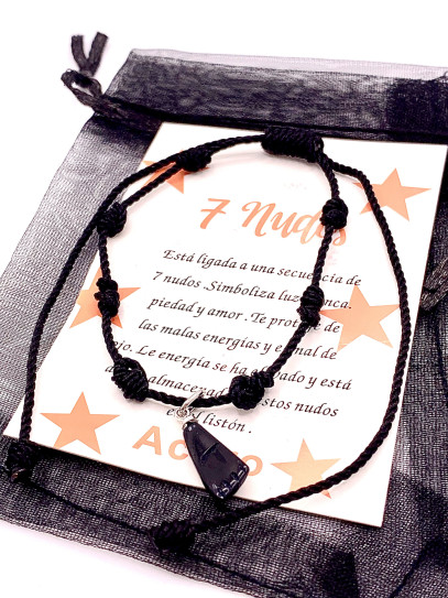Pulsera de los 7 nudos de protección y Puño de Azabache