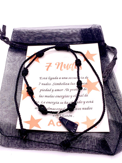 Pulsera de los 7 nudos de protección y Puño de Azabache