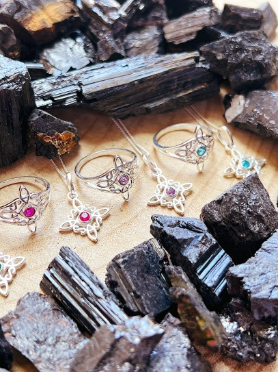 Witches Knot and Black obsidian 'Bridget' necklace