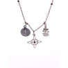 Triple protection necklace with beads: Witch's Knot, Caravaca Cross and Saint Benedict Medal
