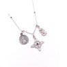 Triple protection necklace with beads: Witch's Knot, Caravaca Cross and Saint Benedict Medal