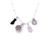 Triple protection necklace with beads: Gotland Quartz, Witch's Knot, Fist of the Figa and Cross of Caravaca