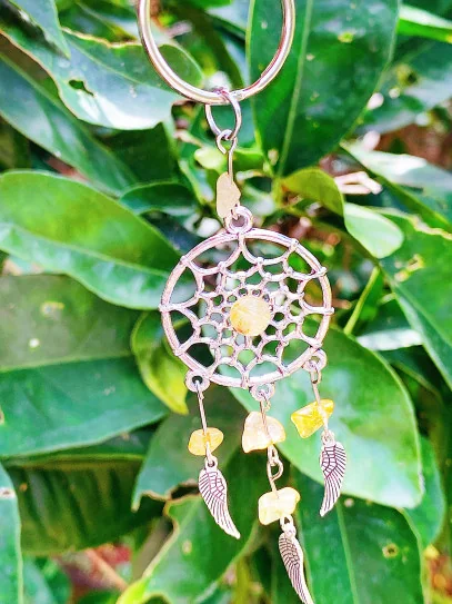 Natural Citrine and Dreamcatcher Keychain | Money and Prosperity
