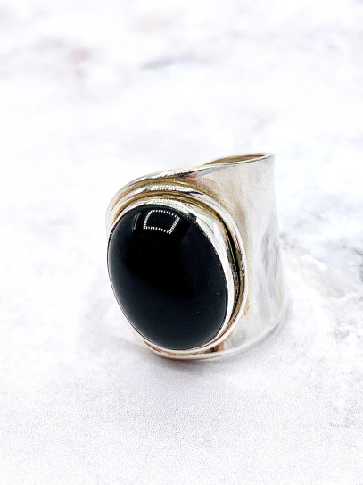 còpia de Anell 'Irina' d'Obsidiana negra - Mirall protector de l'ànima