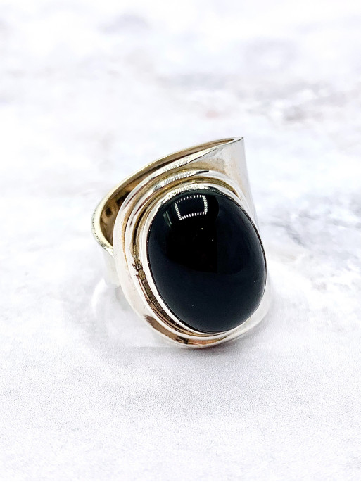 Anillo 'Irina' de Obsidiana negra - Espejo protector del alma