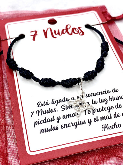 Black 7 Knot Protection anklet and Witches Knot - Tourmaline