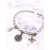 Pulsera TOP triple protección: Nudo de Bruja, Cruz de Caravaca y Tetragramatón