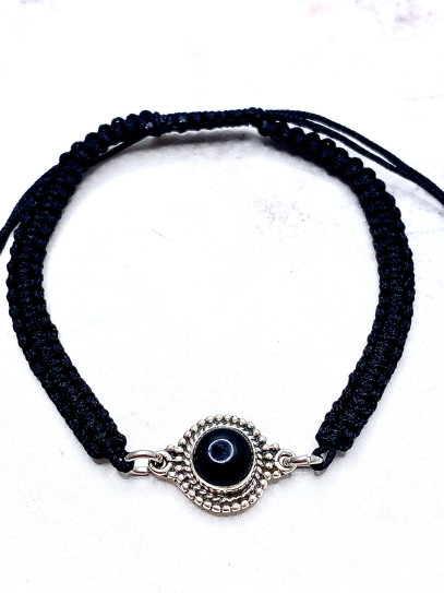 Polsera 'Kalai' de Turmalina negra i macramé