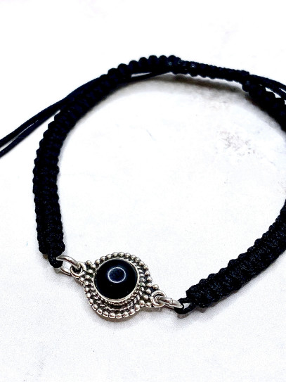 Polsera 'Kalai' de Turmalina negra i macramé