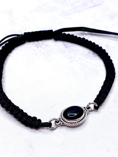 Polsera 'Trisha' de Turmalina negra i macramé