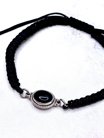 Polsera 'Trisha' de Turmalina negra i macramé