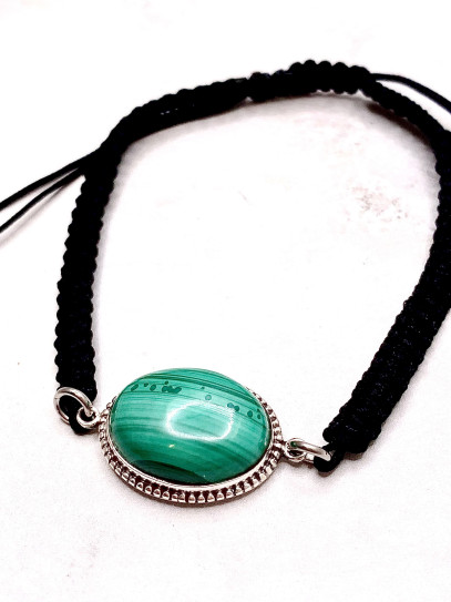 100% real malachite and macramé 'Anisha' bracelet