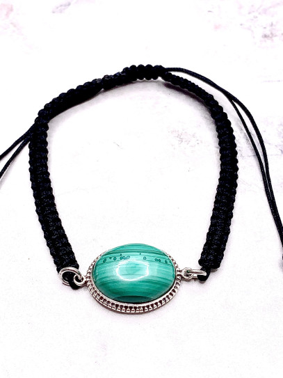 100% real malachite and macramé 'Anisha' bracelet