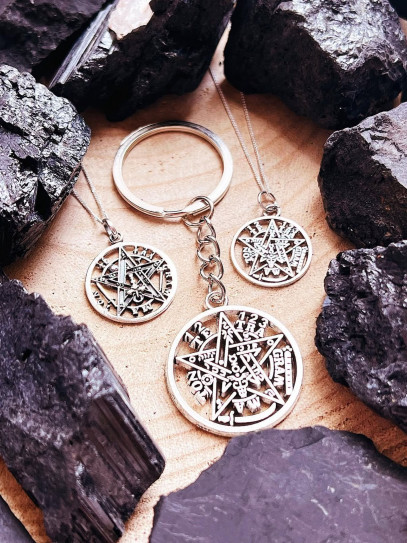 Llavero talismán de protección: Tetragramatón de plata