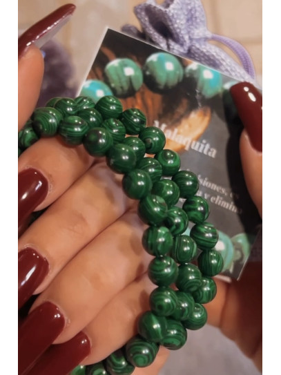 Polsera 'Asha' de Malaquita 8mm – Pedra Natural 100% Autèntica | Protecció, Transformació i Meditació