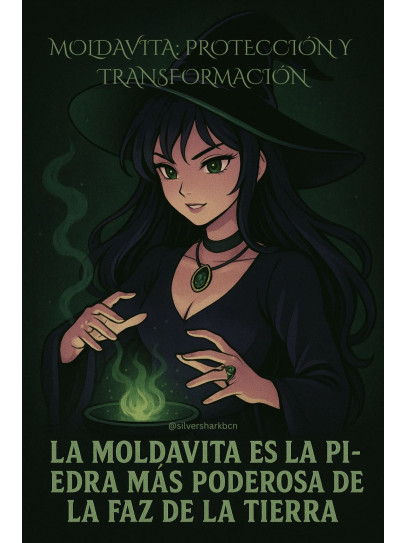 Collar de Moldavita grande de plata | Buena suerte - Espiritualidad