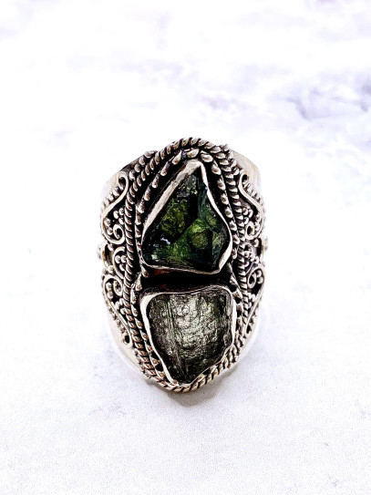 Moldavite Abundance Portal Ring ✨ Protection