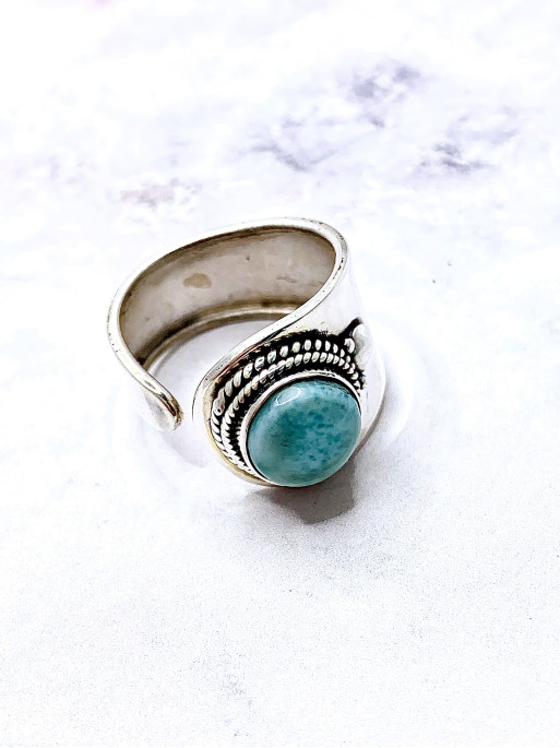 Anillo 'Alma Nativa' de Larimar - Paz y comunicación