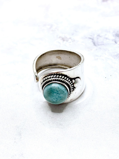 Anillo 'Alma Nativa' de Larimar - Paz y comunicación