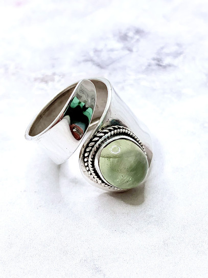 Anell 'Trenza Balinesa' de Prehnita - Intuïció i amor