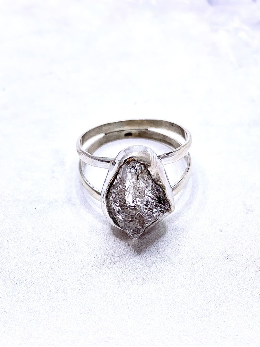 Anillo Luz Cósmica ✨ de Cuarzo Herkimer de plata | Protección y limpieza