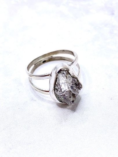 Anillo Luz Cósmica ✨ de Cuarzo Herkimer de plata | Protección y limpieza