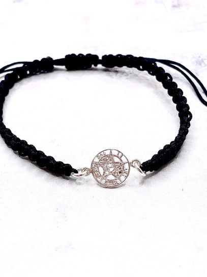 Mini Tetragrammaton macrame and silver bracelet
